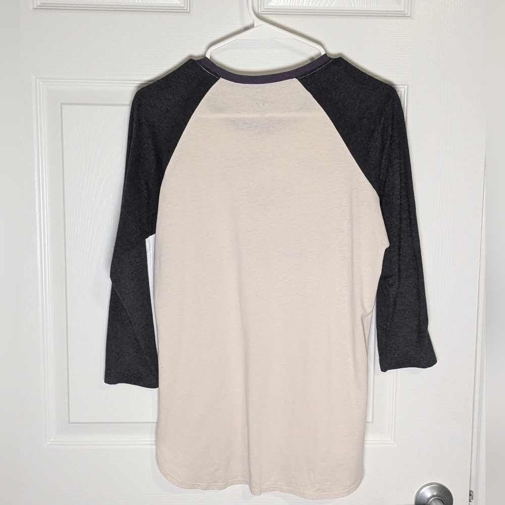 ’47 Brand Baltimore Ravens Raglan 3/4 Sleeve Tee Women’s Large Cream Gray - Picture 4 of 5